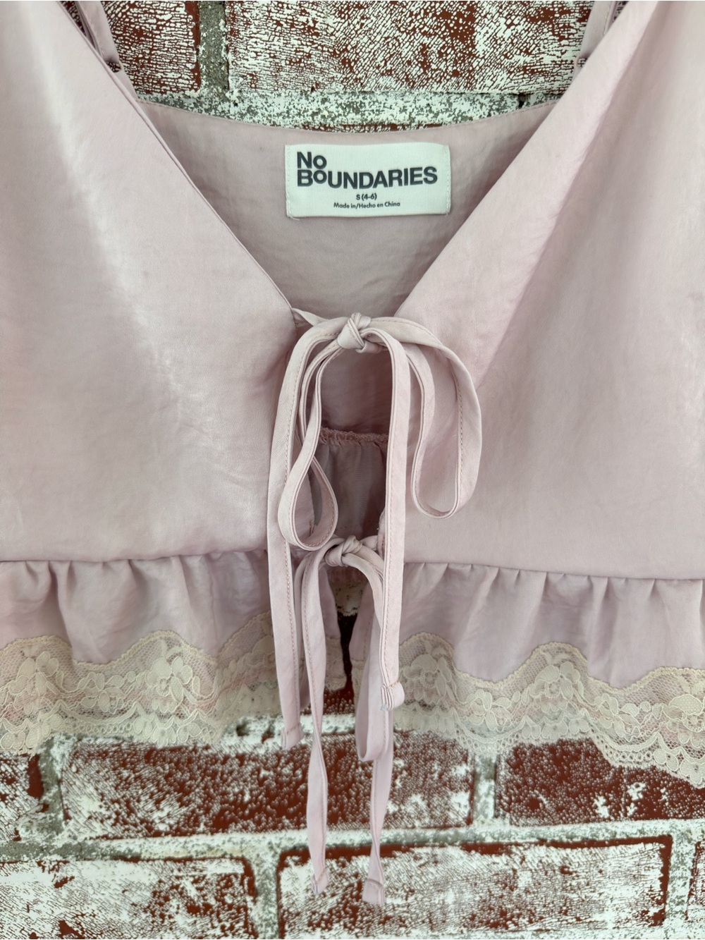 Boho Front Tie Lace Tank Women’s Size S Romantic Fairy - Picture 3 of 7